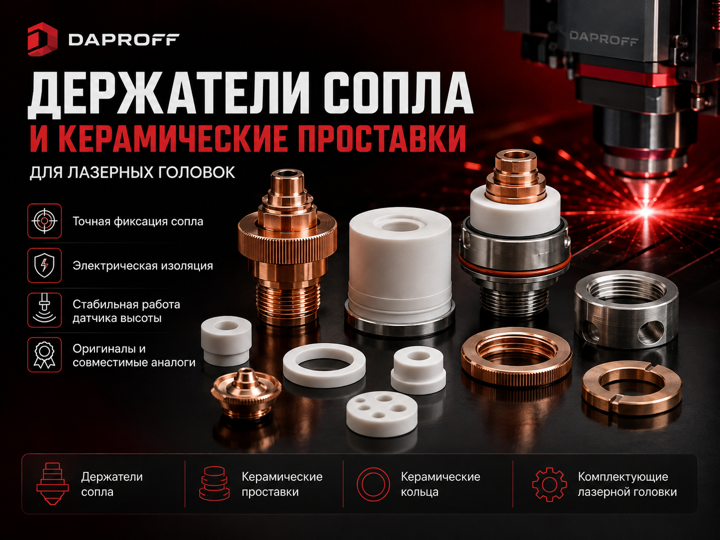 Держатели сопла, керамические проставки